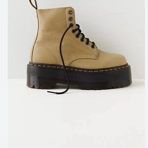 Dr. Martens Tan Platform Lace-Up Combat Boot